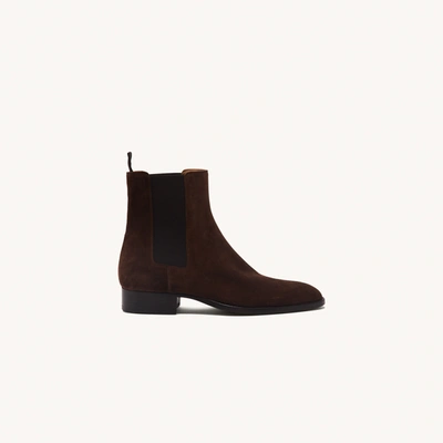 Sandro Suede Chelsea Boots In Chocolate