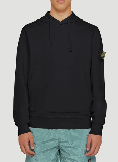 Stone Island Logo-patch Garment-dyed Cotton Hooded Sweatshirt In Black