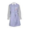 Chloé Stripe Floral Embroidered Long Sleeve Poplin Shirtdress In Blue White 1