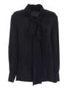 LES COPAINS CREPE SILK BOW SHIRT