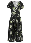 Red Valentino Floral-print Flared Dress In Black