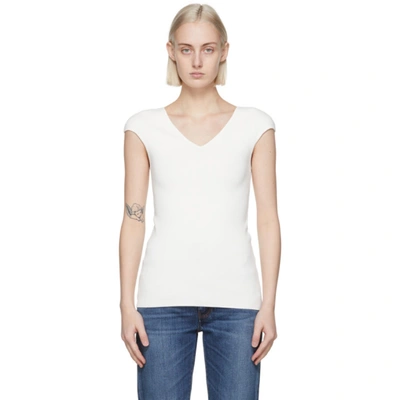 Totême Cap-sleeve Knitted T-shirt In White