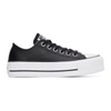 CONVERSE BLACK LEATHER CHUCK TAYLOR ALL START LIFT LOW SNEAKERS
