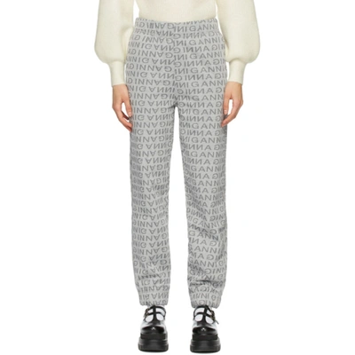 Ganni Jacquard Isoli Elasticated Trousers In Grey