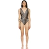GANNI BLACK & BROWN RECYCLED ONE-PIECE SWIMSUIT