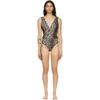 Ganni Black & Brown Recycled One-piece Swimsuit In 943 Leopard