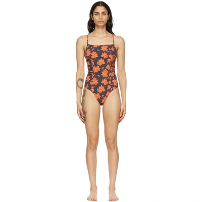 Ganni Phantom Scoopneck One-piece Swimsuit In Orange