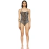 GANNI BLACK & BROWN RECYCLED ONE-PIECE SWIMSUIT