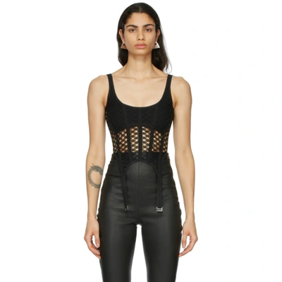 Dion Lee Womens Black Sweetheart-neck Crochet Corset Top M