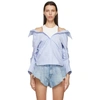 ALEXANDER WANG T BLUE OFF-SHOULDER SHIRT