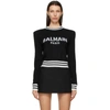 BALMAIN BLACK WOOL CROPPED LOGO jumper