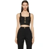 Balmain Cropped Button-embellished Metallic Ribbed-knit Top In Black