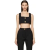 BALMAIN BLACK TWILL CROPPED TANK TOP