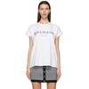 BALMAIN WHITE RHINESTONE LOGO T-SHIRT