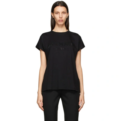 Balmain Studded-logo Short-sleeve T-shirt In Black