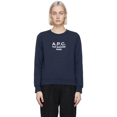 Apc Tina Logo-embroidered Cotton Sweatshirt In Blue