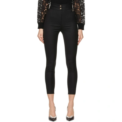Dolce & Gabbana Stretch Wool High Waist Trousers In Black