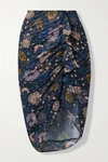 VERONICA BEARD HAZEL RUCHED FLORAL-PRINT FIL COUPÉ SILK-BLEND CHIFFON SKIRT