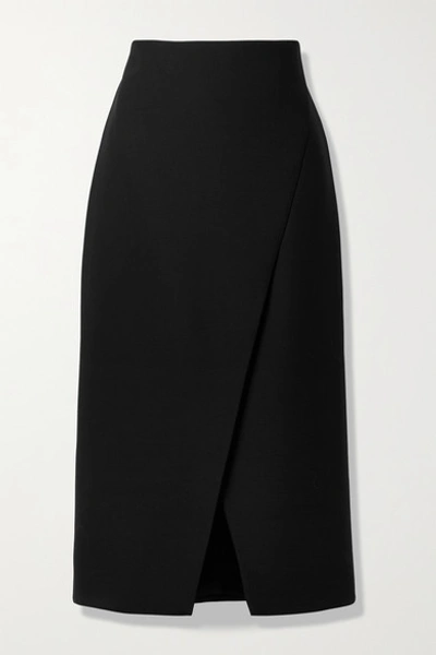 Theory Wrap-effect Woven Midi Skirt In Black