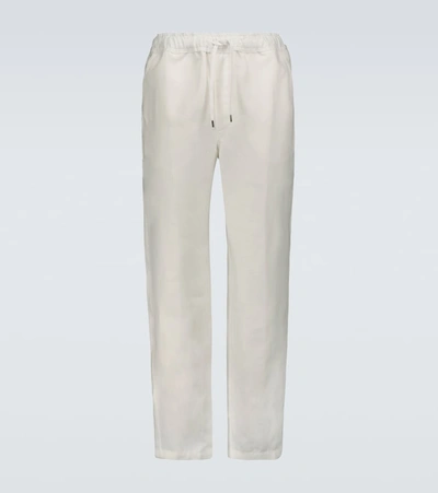 Derek Rose Sydney Linen Pants In White
