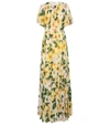 Dolce & Gabbana Camelia Print Silk Georgette Maxi Dress In Multicoloured