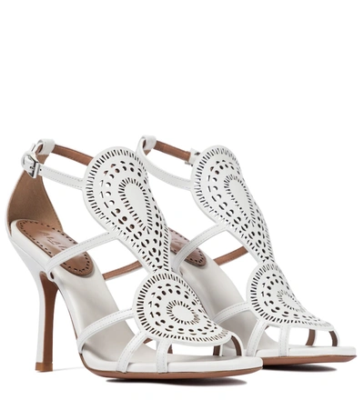 Alaïa 100mm Leather Eyelet Stiletto Sandals In White