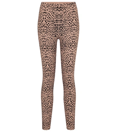 Alaïa Leopard-jacquard Mid-rise Leggings In Chair & Noir