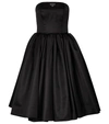 Prada Logo-detailed Nylon Gabardine Strapless Midi Dress In Black