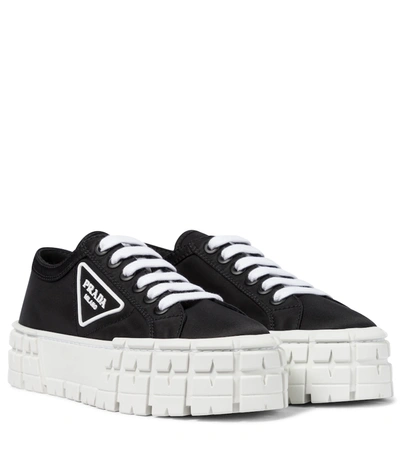 Prada Double Wheel Sneaker Aus Gabardine-re-nylon In Black