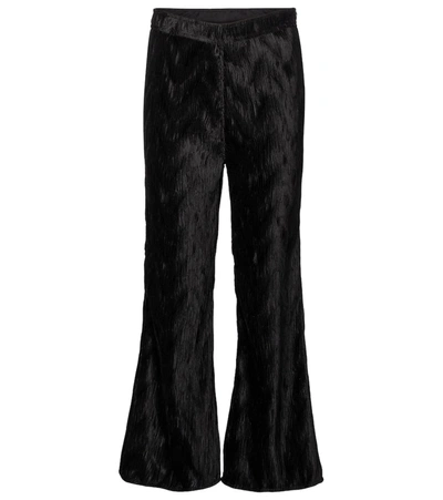 Ganni Wide-leg Pleated Satin Pants In Black