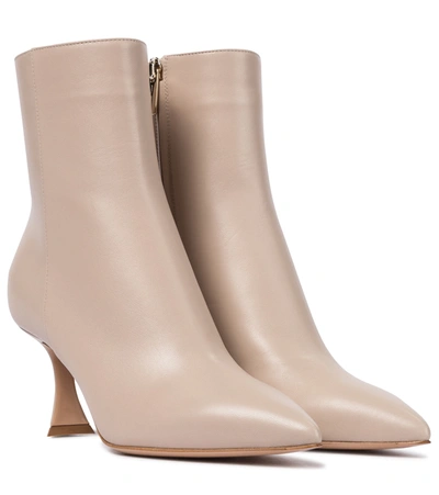 Gianvito Rossi Leather Ankle Boots In Beige