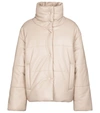 Nanushka Hide Quilted Padded Vegan Leather Jacket In Beige