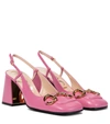 GUCCI Horsebit leather slingback pumps,P00535845