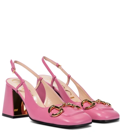 Gucci Baby Horsebit-detailed Leather Slingback Pumps In Pink