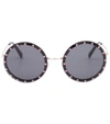 Valentino Embellished Round Sunglasses In Black