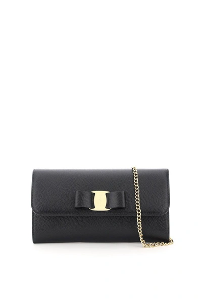 Ferragamo Mini Vara Bow Clutch In Black