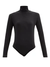 Another Tomorrow High-neck Organic Cotton-blend Jersey Bodysuit In Black