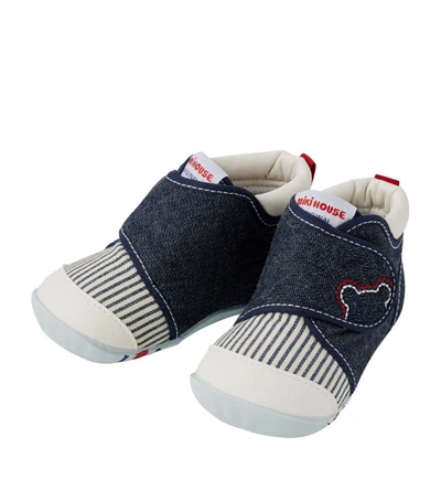 Miki House Babies' Velcro-strap Shoes In Navy