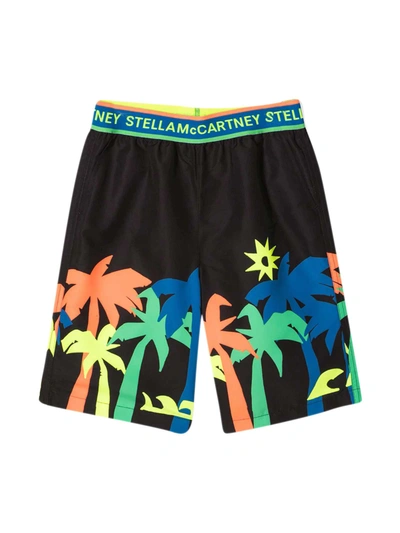 Stella Mccartney Teen Palm-tree Print Swimming Shorts In Black