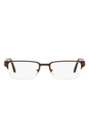 Versace 53mm Rectangle Optical Glasses In Brushed Brown