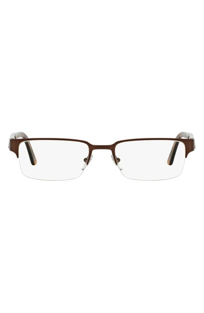Versace 53mm Rectangle Optical Glasses In Brushed Brown