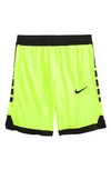 Nike Dry Elite Stripe Athletic Shorts In Volt/ Black