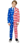 OPPOSUITS KIDS' USA FLAG TWO-PIECE SUIT WITH TIE,OBBO-0003