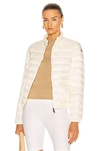 Moncler White Down Lans Short Jacket In Ivory
