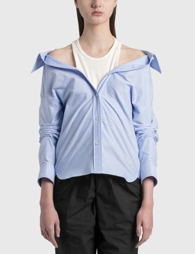 Alexander Wang T Off-shoulder Shirt With Inner Tank In Blue