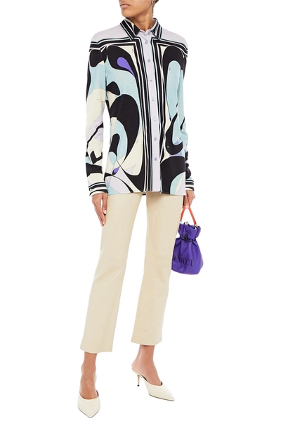 Emilio Pucci Printed Wool-blend Jersey Shirt In Lilac