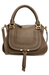 Chloé Medium Marcie Calfskin Leather Satchel In Army Green