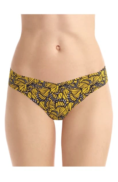 Commando Print Microfiber Thong In Yellow Butterfly