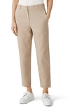 Eileen Fisher Organic Cotton & Hemp High Waist Tapered Ankle Pants In Khaki