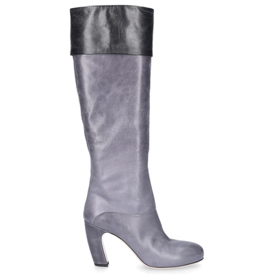 Miu Miu Boots Calfskin In Grau